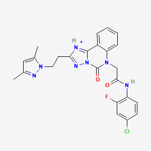 molecular formula C24H21ClFN7O2 B2836734 N-(4-chloro-2-fluorophenyl)-2-{2-[2-(3,5-dimethyl-1H-pyrazol-1-yl)ethyl]-5-oxo-5H,6H-[1,2,4]triazolo[1,5-c]quinazolin-6-yl}acetamide CAS No. 908229-03-8