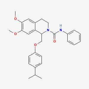molecular formula C28H32N2O4 B2836745 6,7-dimethoxy-N-phenyl-1-{[4-(propan-2-yl)phenoxy]methyl}-1,2,3,4-tetrahydroisoquinoline-2-carboxamide CAS No. 449765-35-9