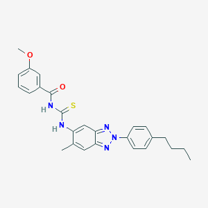 molecular formula C26H27N5O2S B283676 N-[2-(4-butylphenyl)-6-methyl-2H-1,2,3-benzotriazol-5-yl]-N'-(3-methoxybenzoyl)thiourea 