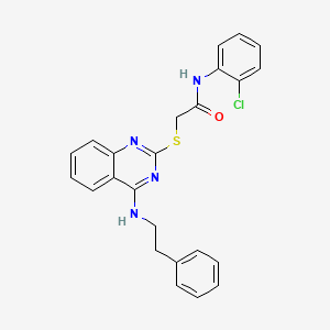 molecular formula C24H21ClN4OS B2836774 N-(2-chlorophenyl)-2-({4-[(2-phenylethyl)amino]quinazolin-2-yl}sulfanyl)acetamide CAS No. 422532-52-3