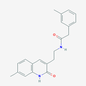 molecular formula C21H22N2O2 B2836776 N-[2-(7-methyl-2-oxo-1,2-dihydroquinolin-3-yl)ethyl]-2-(3-methylphenyl)acetamide CAS No. 851405-30-6