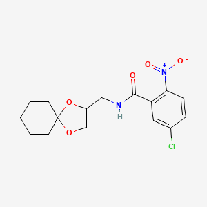 molecular formula C16H19ClN2O5 B2836790 5-chloro-N-({1,4-dioxaspiro[4.5]decan-2-yl}methyl)-2-nitrobenzamide CAS No. 923114-36-7