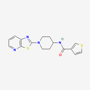 molecular formula C16H16N4OS2 B2836797 N-(1-(thiazolo[5,4-b]pyridin-2-yl)piperidin-4-yl)thiophene-3-carboxamide CAS No. 2034242-97-0