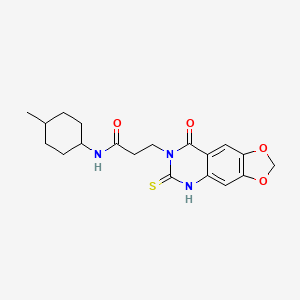 molecular formula C19H23N3O4S B2836801 N-(4-methylcyclohexyl)-3-{8-oxo-6-sulfanylidene-2H,5H,6H,7H,8H-[1,3]dioxolo[4,5-g]quinazolin-7-yl}propanamide CAS No. 896705-03-6