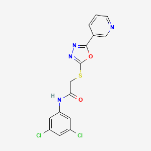 molecular formula C15H10Cl2N4O2S B2836833 N-(3,5-dichlorophenyl)-2-{[5-(pyridin-3-yl)-1,3,4-oxadiazol-2-yl]sulfanyl}acetamide CAS No. 898650-93-6