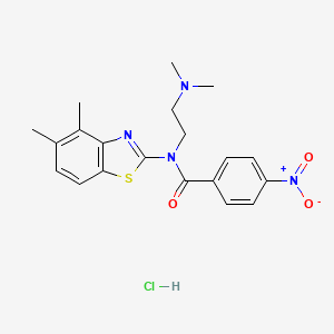 molecular formula C20H23ClN4O3S B2836839 N-(2-(dimethylamino)ethyl)-N-(4,5-dimethylbenzo[d]thiazol-2-yl)-4-nitrobenzamide hydrochloride CAS No. 1215805-08-5