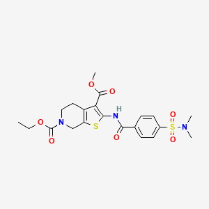 molecular formula C21H25N3O7S2 B2836857 6-ethyl 3-methyl 2-(4-(N,N-dimethylsulfamoyl)benzamido)-4,5-dihydrothieno[2,3-c]pyridine-3,6(7H)-dicarboxylate CAS No. 449770-42-7