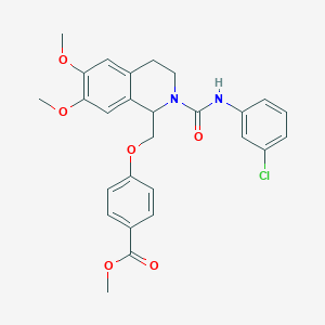molecular formula C27H27ClN2O6 B2836863 Methyl 4-((2-((3-chlorophenyl)carbamoyl)-6,7-dimethoxy-1,2,3,4-tetrahydroisoquinolin-1-yl)methoxy)benzoate CAS No. 449766-30-7