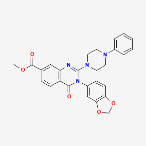 molecular formula C27H24N4O5 B2836871 methyl 3-(2H-1,3-benzodioxol-5-yl)-4-oxo-2-(4-phenylpiperazin-1-yl)-3,4-dihydroquinazoline-7-carboxylate CAS No. 1112339-60-2