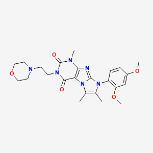 molecular formula C24H30N6O5 B2836872 8-(2,4-dimethoxyphenyl)-1,6,7-trimethyl-3-(2-morpholinoethyl)-1H-imidazo[2,1-f]purine-2,4(3H,8H)-dione CAS No. 887215-21-6