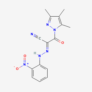 molecular formula C15H14N6O3 B2836876 2-[(E)-2-(2-nitrophenyl)hydrazono]-3-oxo-3-(3,4,5-trimethyl-1H-pyrazol-1-yl)propanenitrile CAS No. 477710-19-3