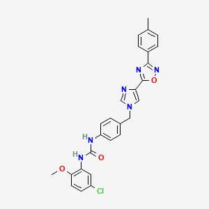 1-(5-chloro-2-methoxyphenyl)-3-(4-((4-(3-(p-tolyl)-1,2,4-oxadiazol-5-yl)-1H-imidazol-1-yl)methyl)phenyl)urea