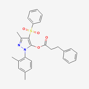 1-(2,4-dimethylphenyl)-3-methyl-4-(phenylsulfonyl)-1H-pyrazol-5-yl 3-phenylpropanoate