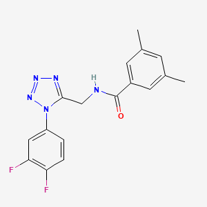 molecular formula C17H15F2N5O B2836915 N-{[1-(3,4-difluorophenyl)-1H-1,2,3,4-tetrazol-5-yl]methyl}-3,5-dimethylbenzamide CAS No. 1005306-27-3