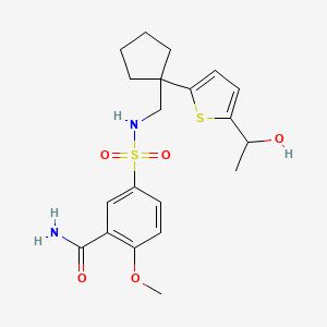 5-(N-((1-(5-(1-hydroxyethyl)thiophen-2-yl)cyclopentyl)methyl)sulfamoyl)-2-methoxybenzamide