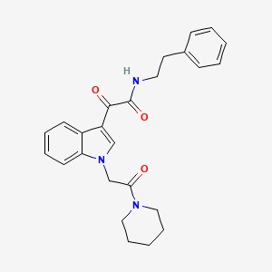 molecular formula C25H27N3O3 B2836941 2-oxo-2-(1-(2-oxo-2-(piperidin-1-yl)ethyl)-1H-indol-3-yl)-N-phenethylacetamide CAS No. 872861-36-4
