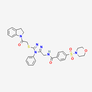 N-((5-((2-(indolin-1-yl)-2-oxoethyl)thio)-4-phenyl-4H-1,2,4-triazol-3-yl)methyl)-4-(morpholinosulfonyl)benzamide