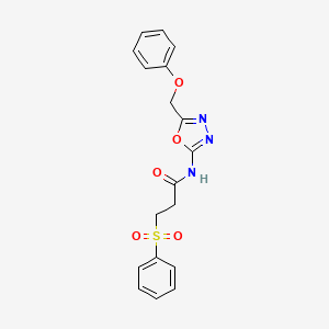 molecular formula C18H17N3O5S B2836950 3-(benzenesulfonyl)-N-[5-(phenoxymethyl)-1,3,4-oxadiazol-2-yl]propanamide CAS No. 1286704-75-3