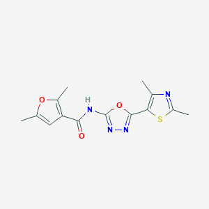 molecular formula C14H14N4O3S B2836968 N-(5-(2,4-dimethylthiazol-5-yl)-1,3,4-oxadiazol-2-yl)-2,5-dimethylfuran-3-carboxamide CAS No. 1251565-39-5