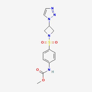 molecular formula C13H15N5O4S B2836983 methyl N-(4-{[3-(1H-1,2,3-triazol-1-yl)azetidin-1-yl]sulfonyl}phenyl)carbamate CAS No. 2202121-76-2