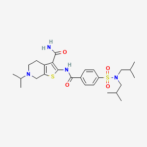 molecular formula C26H38N4O4S2 B2836987 2-{4-[bis(2-methylpropyl)sulfamoyl]benzamido}-6-(propan-2-yl)-4H,5H,6H,7H-thieno[2,3-c]pyridine-3-carboxamide CAS No. 449768-45-0