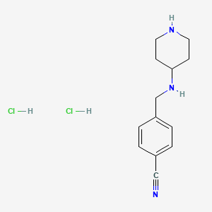 molecular formula C13H19Cl2N3 B2836988 4-[(Piperidine-4-ylamino)methyl]benzonitrile dihydrochloride CAS No. 1286263-50-0