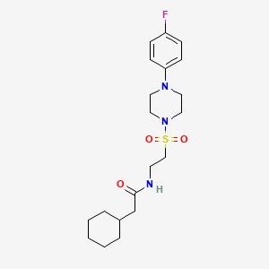 molecular formula C20H30FN3O3S B2836991 2-cyclohexyl-N-(2-((4-(4-fluorophenyl)piperazin-1-yl)sulfonyl)ethyl)acetamide CAS No. 897618-50-7