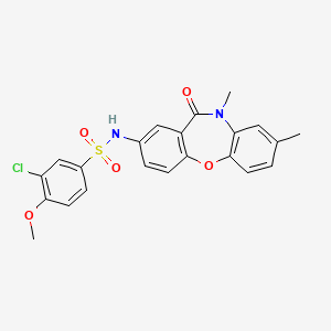 molecular formula C22H19ClN2O5S B2836992 3-chloro-N-(8,10-dimethyl-11-oxo-10,11-dihydrodibenzo[b,f][1,4]oxazepin-2-yl)-4-methoxybenzenesulfonamide CAS No. 922036-80-4
