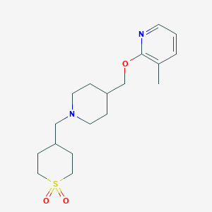 molecular formula C18H28N2O3S B2836993 4-[(4-{[(3-Methylpyridin-2-yl)oxy]methyl}piperidin-1-yl)methyl]-1lambda6-thiane-1,1-dione CAS No. 2198888-22-9