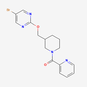 molecular formula C16H17BrN4O2 B2837001 [3-[(5-Bromopyrimidin-2-yl)oxymethyl]piperidin-1-yl]-pyridin-2-ylmethanone CAS No. 2379977-31-6