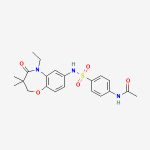 molecular formula C21H25N3O5S B2837005 N-(4-(N-(5-ethyl-3,3-dimethyl-4-oxo-2,3,4,5-tetrahydrobenzo[b][1,4]oxazepin-7-yl)sulfamoyl)phenyl)acetamide CAS No. 922103-43-3