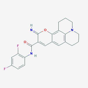 molecular formula C22H19F2N3O2 B2837009 N-(2,4-difluorophenyl)-4-imino-3-oxa-13-azatetracyclo[7.7.1.0^{2,7}.0^{13,17}]heptadeca-1,5,7,9(17)-tetraene-5-carboxamide CAS No. 901877-94-9