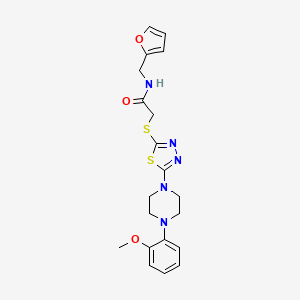 molecular formula C20H23N5O3S2 B2837011 N-(furan-2-ylmethyl)-2-((5-(4-(2-methoxyphenyl)piperazin-1-yl)-1,3,4-thiadiazol-2-yl)thio)acetamide CAS No. 1105222-72-7