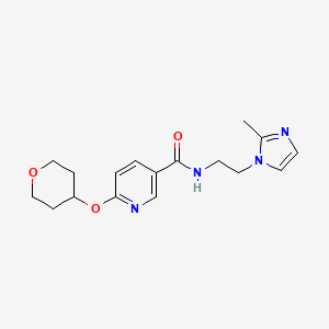 molecular formula C17H22N4O3 B2837014 N-(2-(2-methyl-1H-imidazol-1-yl)ethyl)-6-((tetrahydro-2H-pyran-4-yl)oxy)nicotinamide CAS No. 2034361-89-0