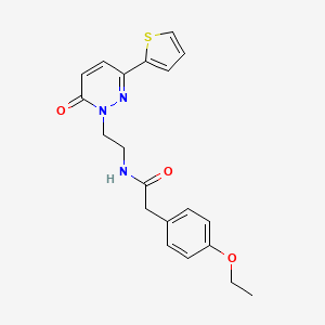 molecular formula C20H21N3O3S B2837018 2-(4-ethoxyphenyl)-N-(2-(6-oxo-3-(thiophen-2-yl)pyridazin-1(6H)-yl)ethyl)acetamide CAS No. 946264-74-0