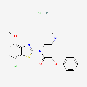 molecular formula C20H23Cl2N3O3S B2837026 N-(7-CHLORO-4-METHOXY-1,3-BENZOTHIAZOL-2-YL)-N-[2-(DIMETHYLAMINO)ETHYL]-2-PHENOXYACETAMIDE HYDROCHLORIDE CAS No. 1216579-47-3