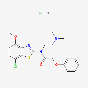 molecular formula C20H23Cl2N3O3S B2837026 N-(7-chloro-4-methoxybenzo[d]thiazol-2-yl)-N-(2-(dimethylamino)ethyl)-2-phenoxyacetamide hydrochloride CAS No. 1216579-47-3