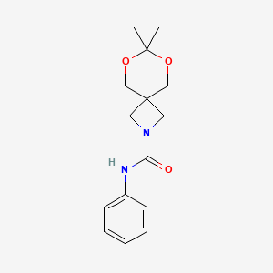 molecular formula C15H20N2O3 B2837028 7,7-dimethyl-N-phenyl-6,8-dioxa-2-azaspiro[3.5]nonane-2-carboxamide CAS No. 1396627-26-1
