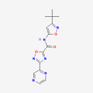 molecular formula C14H14N6O3 B2837029 N-(3-(tert-butyl)isoxazol-5-yl)-3-(pyrazin-2-yl)-1,2,4-oxadiazole-5-carboxamide CAS No. 1219905-64-2
