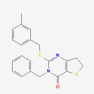 3-Benzyl-2-[(3-methylphenyl)methylsulfanyl]-6,7-dihydrothieno[3,2-d]pyrimidin-4-one