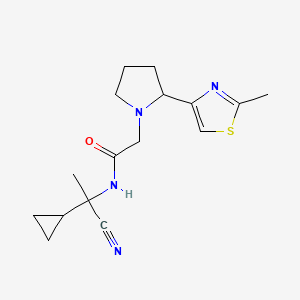 molecular formula C16H22N4OS B2837034 N-(1-Cyano-1-cyclopropylethyl)-2-[2-(2-methyl-1,3-thiazol-4-yl)pyrrolidin-1-yl]acetamide CAS No. 2224252-73-5