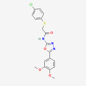 molecular formula C18H16ClN3O4S B2837052 2-[(4-chlorophenyl)sulfanyl]-N-[5-(3,4-dimethoxyphenyl)-1,3,4-oxadiazol-2-yl]acetamide CAS No. 899963-50-9