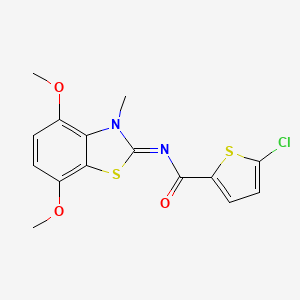 molecular formula C15H13ClN2O3S2 B2837073 (Z)-5-氯-N-(4,7-二甲氧基-3-甲基苯并[2,3-d]噻唑-2(3H)-亚甲基)噻吩-2-甲酰胺 CAS No. 896676-61-2