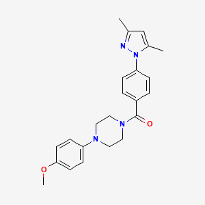 molecular formula C23H26N4O2 B2837096 1-[4-(3,5-dimethyl-1H-pyrazol-1-yl)benzoyl]-4-(4-methoxyphenyl)piperazine CAS No. 879778-83-3