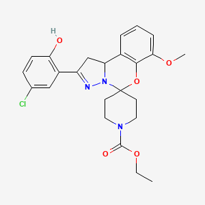 molecular formula C24H26ClN3O5 B2837101 Ethyl 2-(5-chloro-2-hydroxyphenyl)-7-methoxy-1,10b-dihydrospiro[benzo[e]pyrazolo[1,5-c][1,3]oxazine-5,4'-piperidine]-1'-carboxylate CAS No. 899983-95-0