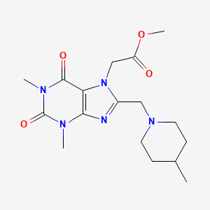 molecular formula C17H25N5O4 B2837131 methyl {1,3-dimethyl-8-[(4-methylpiperidin-1-yl)methyl]-2,6-dioxo-1,2,3,6-tetrahydro-7H-purin-7-yl}acetate CAS No. 851940-40-4