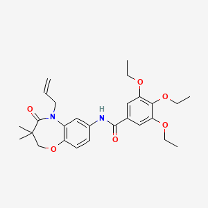 molecular formula C27H34N2O6 B2837165 N-(5-allyl-3,3-dimethyl-4-oxo-2,3,4,5-tetrahydrobenzo[b][1,4]oxazepin-7-yl)-3,4,5-triethoxybenzamide CAS No. 921562-17-6
