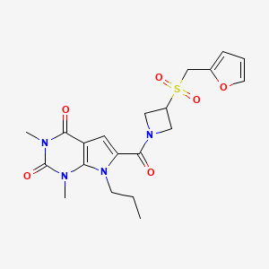 B2837167 6-(3-((furan-2-ylmethyl)sulfonyl)azetidine-1-carbonyl)-1,3-dimethyl-7-propyl-1H-pyrrolo[2,3-d]pyrimidine-2,4(3H,7H)-dione CAS No. 1797698-43-1