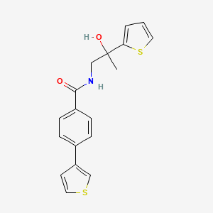 molecular formula C18H17NO2S2 B2837194 N-(2-hydroxy-2-(thiophen-2-yl)propyl)-4-(thiophen-3-yl)benzamide CAS No. 2034555-19-4