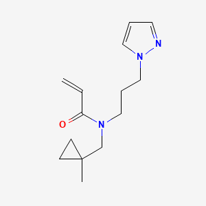 molecular formula C14H21N3O B2837251 N-[(1-Methylcyclopropyl)methyl]-N-(3-pyrazol-1-ylpropyl)prop-2-enamide CAS No. 2411289-14-8